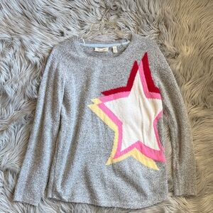 RD Style Grey Crewneck Sweater with White, Pink & Yellow Star